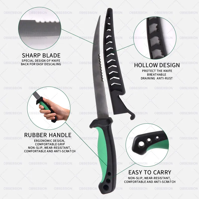 WPK-1861 knife fishing knife stainless steel fishing tool set fish fillet knife set
