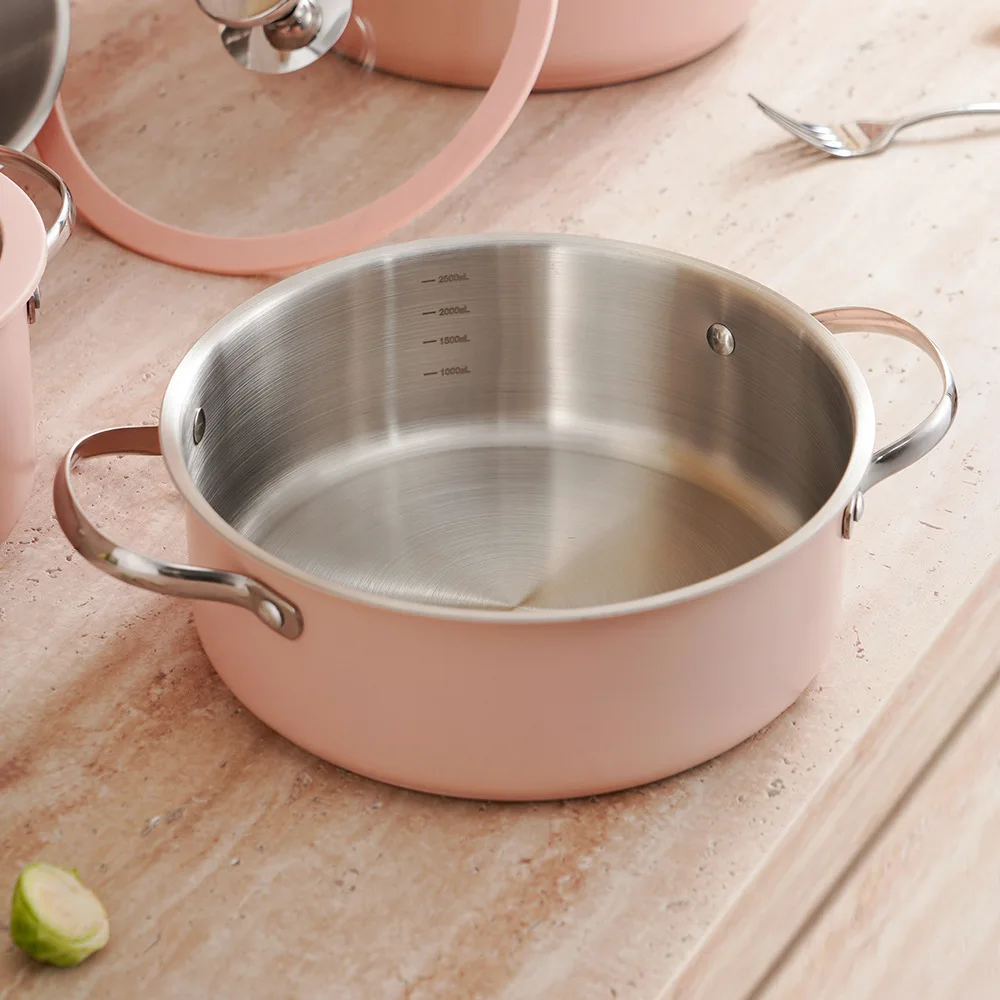 New Designer Korean Style 9 Pcs Durable Ceramic Paint Kitchen Induction Stainless Steel Cookware Sets Cooking Pot Set