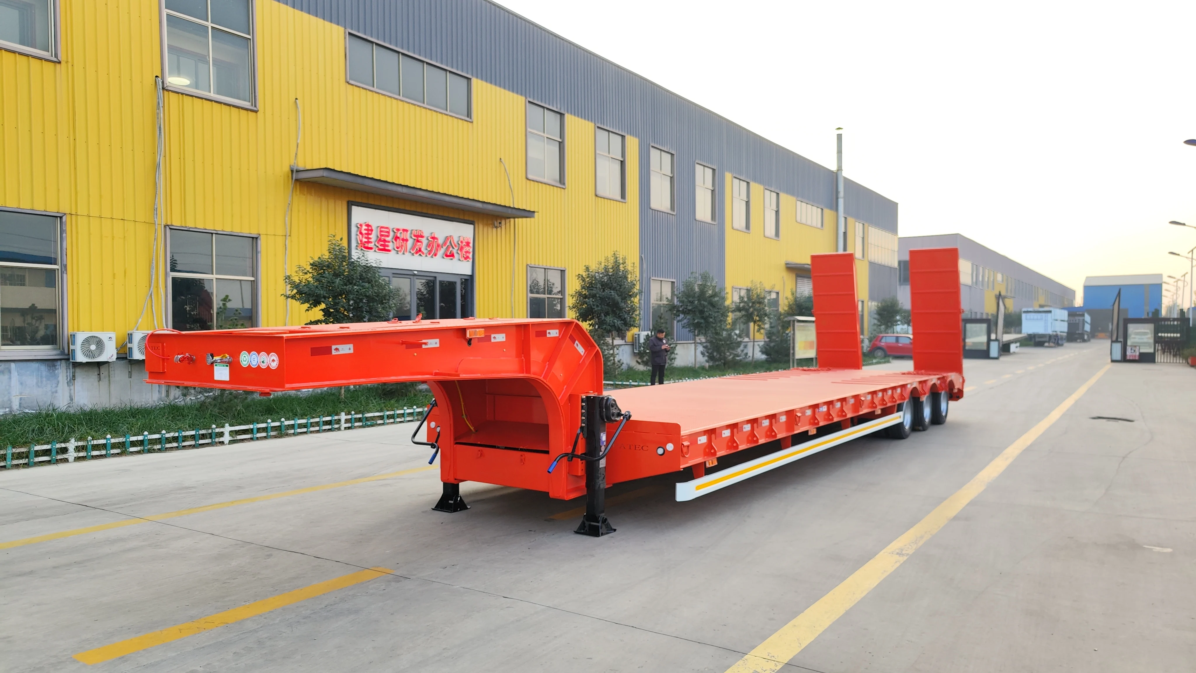 12m 3 axle 50 Ton Lowbed Trailer High Quality Lowbed Truck Trailers Drop Deck Extendable Lowboy Trailer for Sale