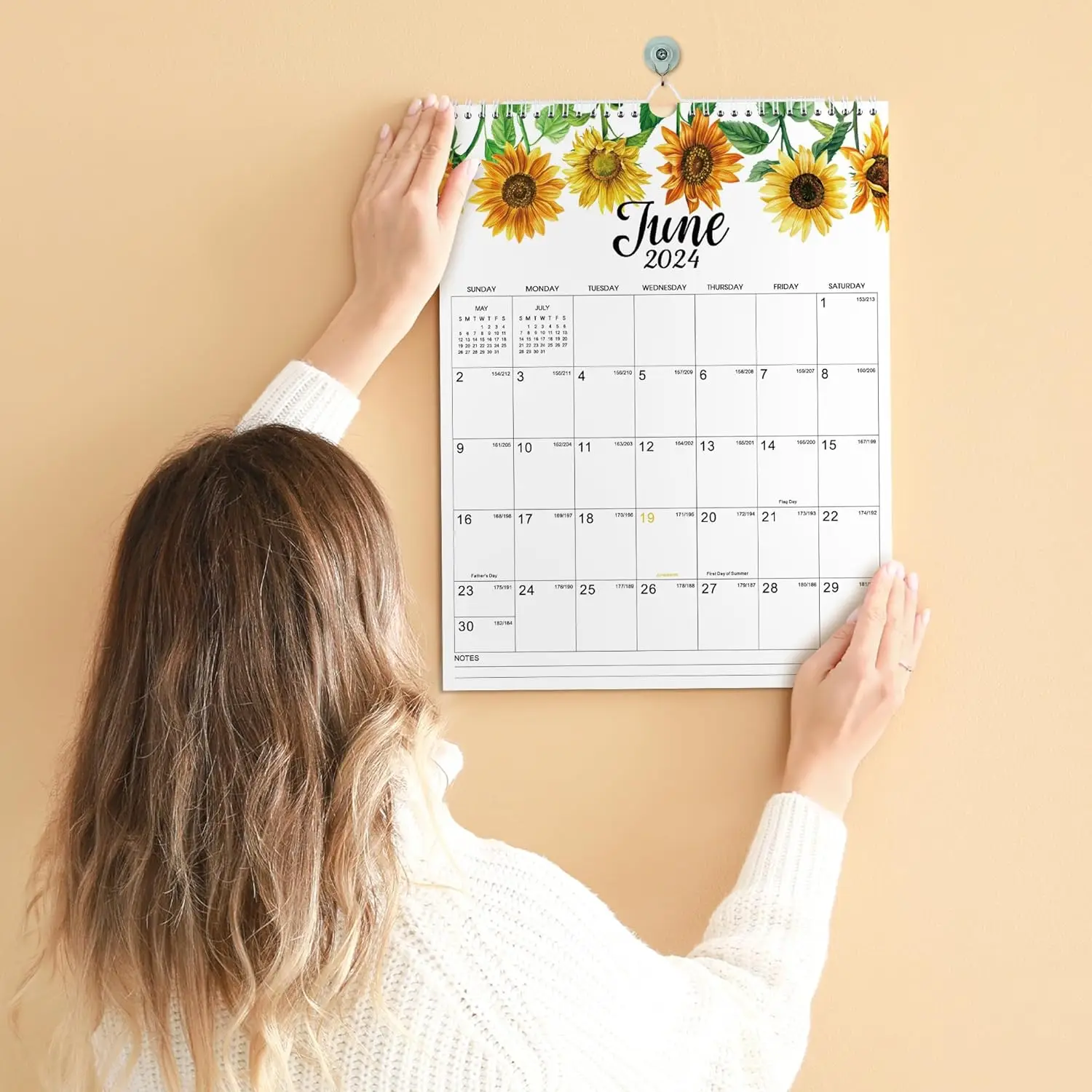 2024 Wall Calendar - Calendar from Jan 2024 - Dec 2024,2024 Calendar Monthly Planner with Julian Date, Strong