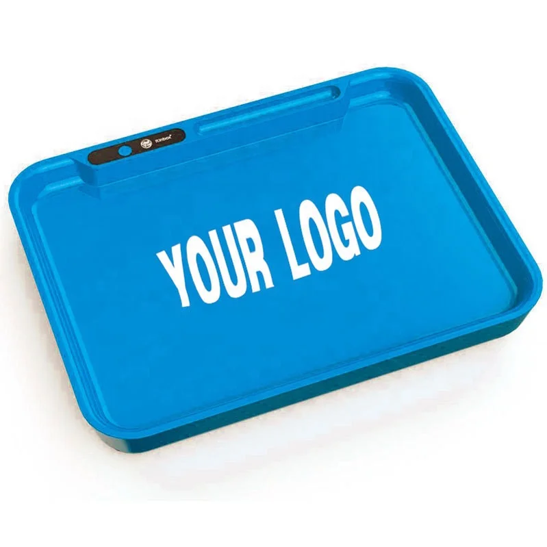 Подсвечивающий светодиодный пластиковый поднос с логотипом на заказ, поднос для травы, табака, дыма, светящийся поднос в темноте