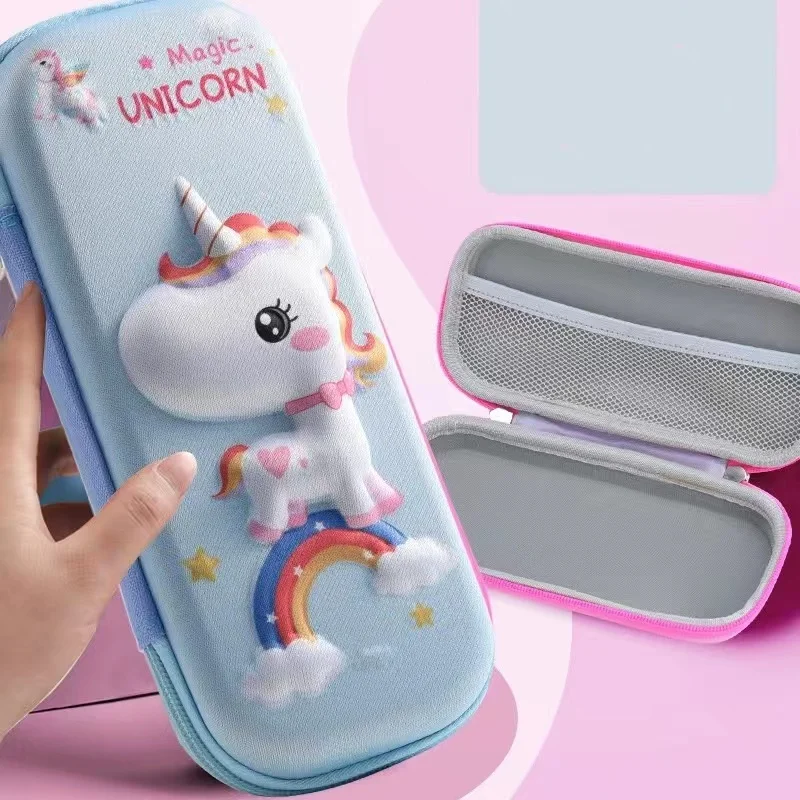 Beautiful Student School pink Pencil Box 105*230mm Cartoon Cute Zipper Cases Kids Stationery