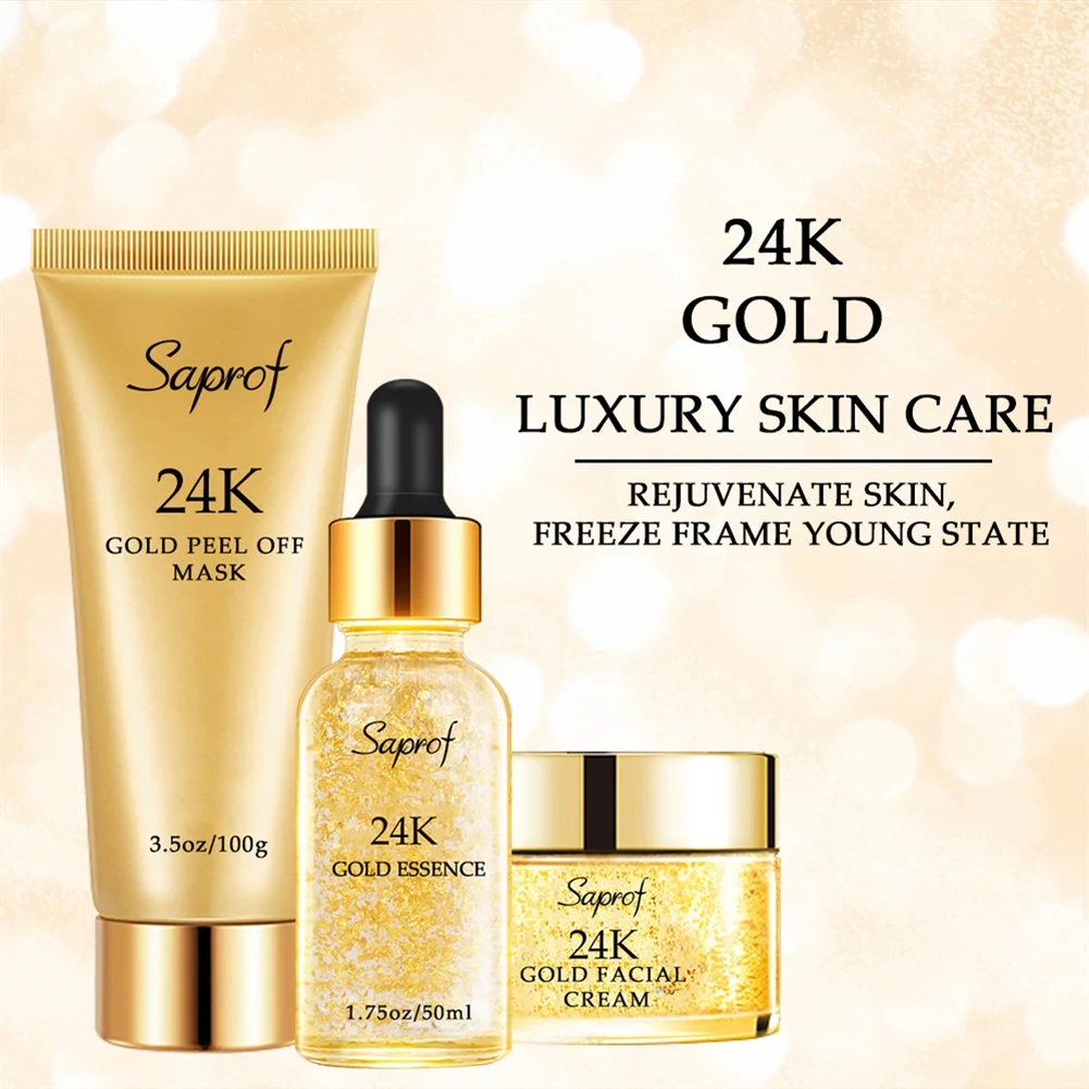 High quality crystal hydration  gold foil whitening cream facial care kit 24k gold skin care set