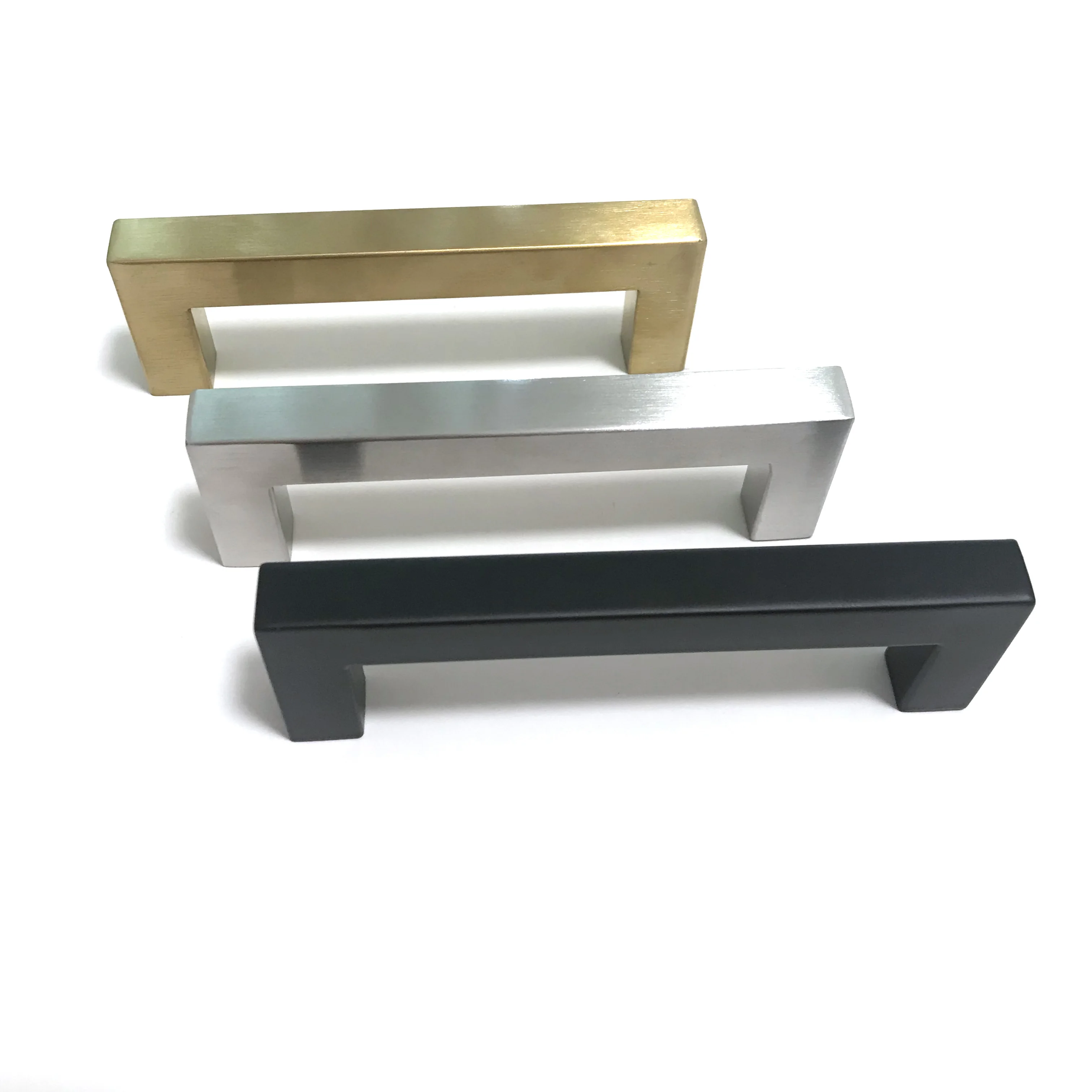 Популярная 201 квадратная ручка из нержавеющей стали, матовая Черная кисть, золотой сатин для кухонного шкафа