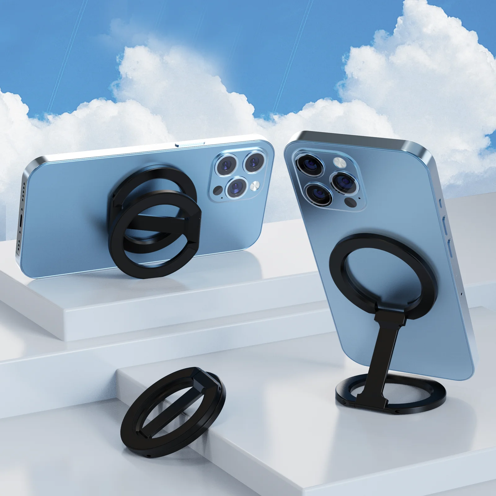 Customized Logo Magsaf Gym 360 Degree Rotation Magnetic Flexible Double Magnet Phone Holder