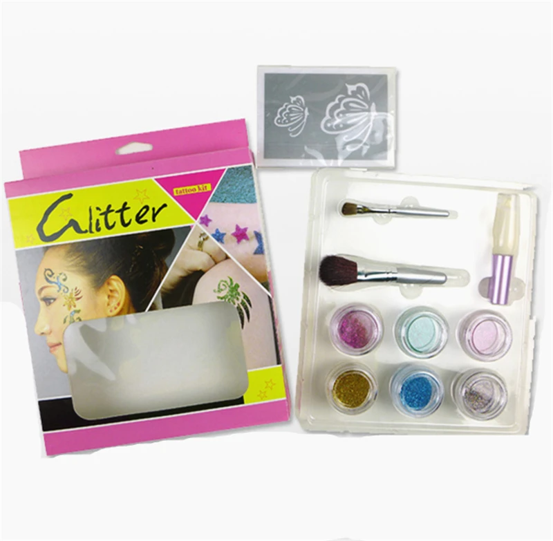 Home DIY Body Art Temporary Glitter Tattoo Set