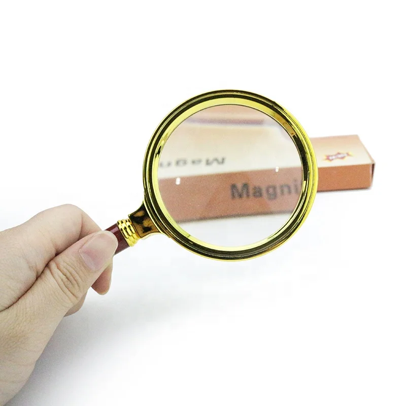 Jewelry Loupe Book and Newspaper Reading Magnifier 10X Glass Magnifying With Detachable Imitation Wood Handle Magnifier Glasses