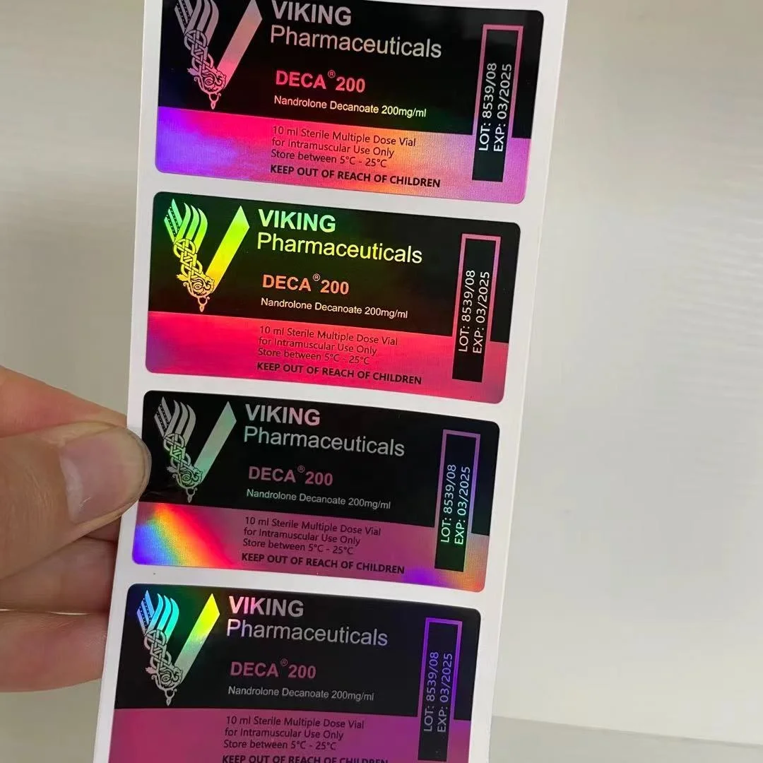 Viking Pharmaceuticals  Laser Holographic Strong Glue  10ml Vial Labels For Pharmacy Medication Bottles