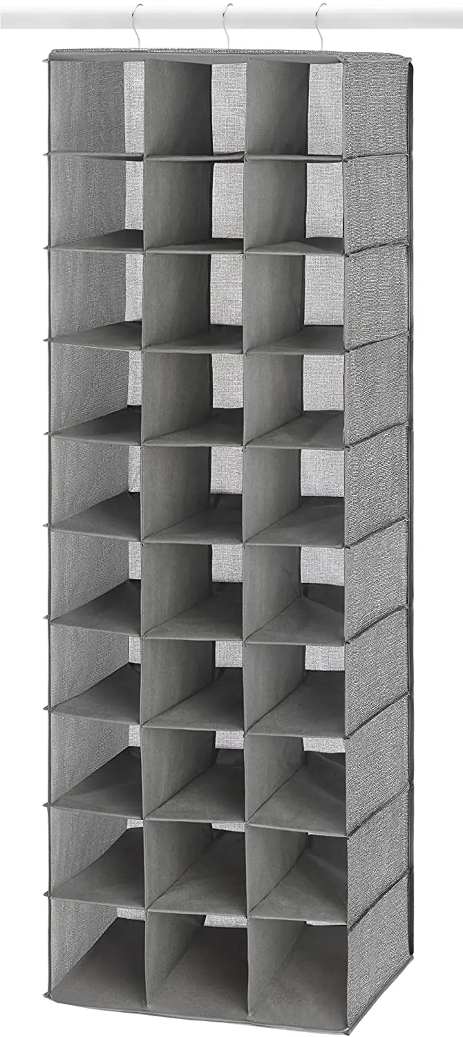 Hanging Shoe Closet Organizer, 30 Sections Hanging Closet Organizers and Storage Shelves with 6 Mesh Pockets