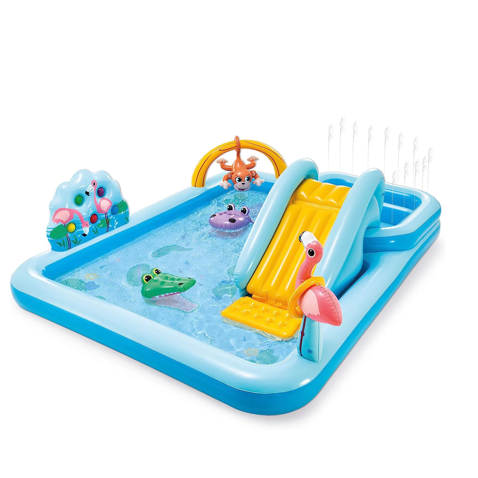 Portable Inflatable Water Park Floating Slide With Swimming Poolinflatable
