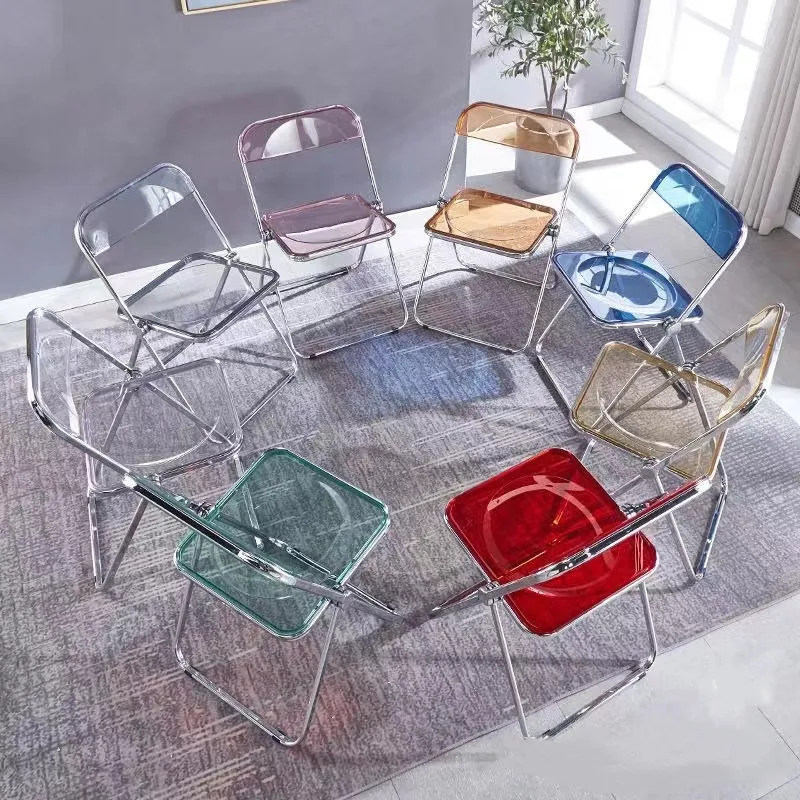 Wedding Banquet Hotel Restaurant Dining Garden Foldable Clear Plastic Seat Chairs Transparent Acrylic Folding Chairs
