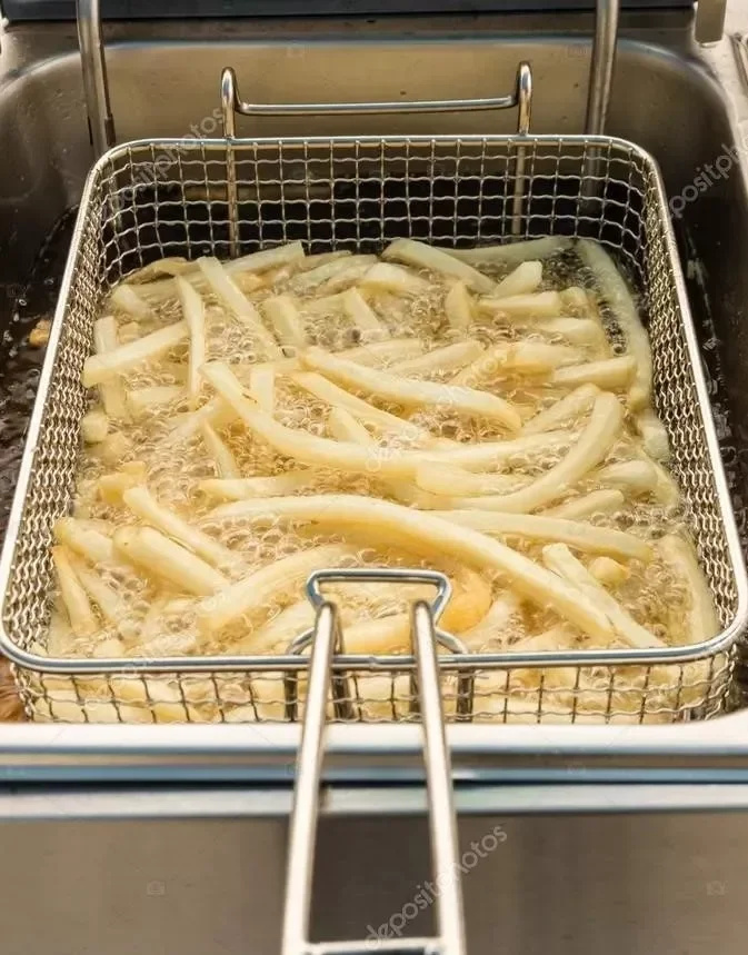 Commercial Kitchen Nickle Plated Stainless Steel Deep Fryer Basket French Fries Basket with Front Hooks Non-Slip Handle