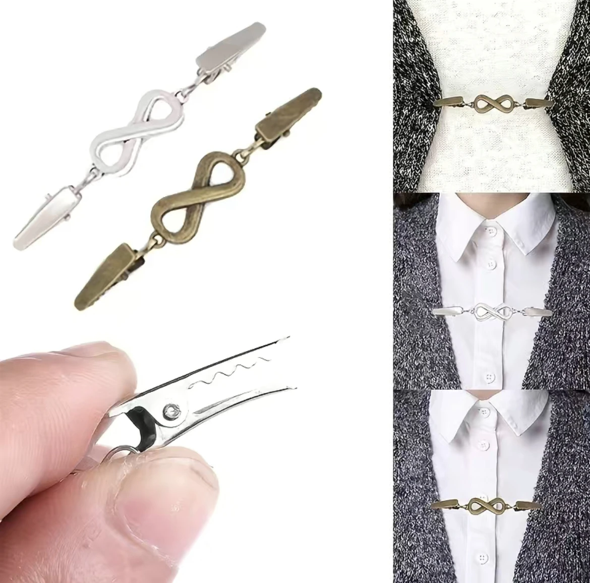 Cardigan Sweater Collar Clips Antiqued Shawl Clip,Stylish Clothes Clip Brooch Clothing Decoration