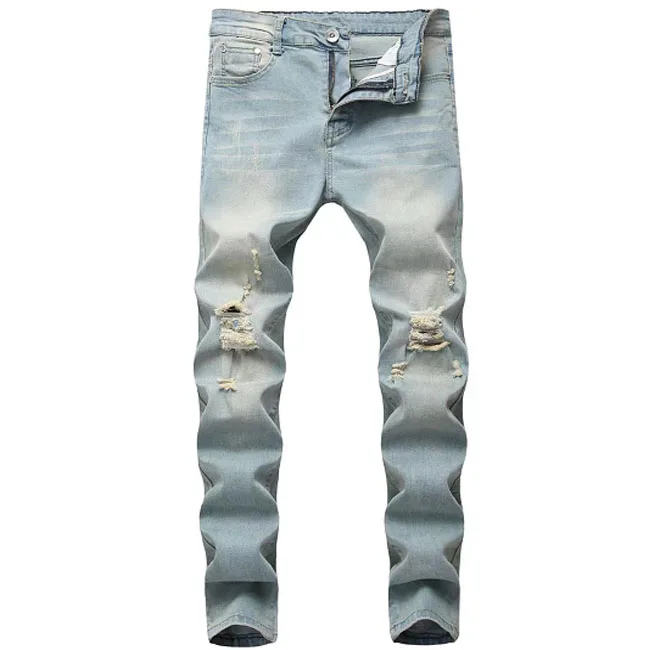 China factory casual denim ripped jeans custom wholesale made high quality popular mens ripped skinny jeans
