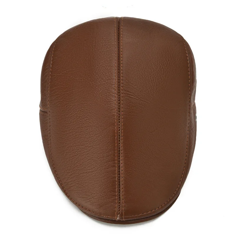 new fashion beret hats for men sheepskin real leather Visor Beret Ivy hat newsboy hat with earflap for winter