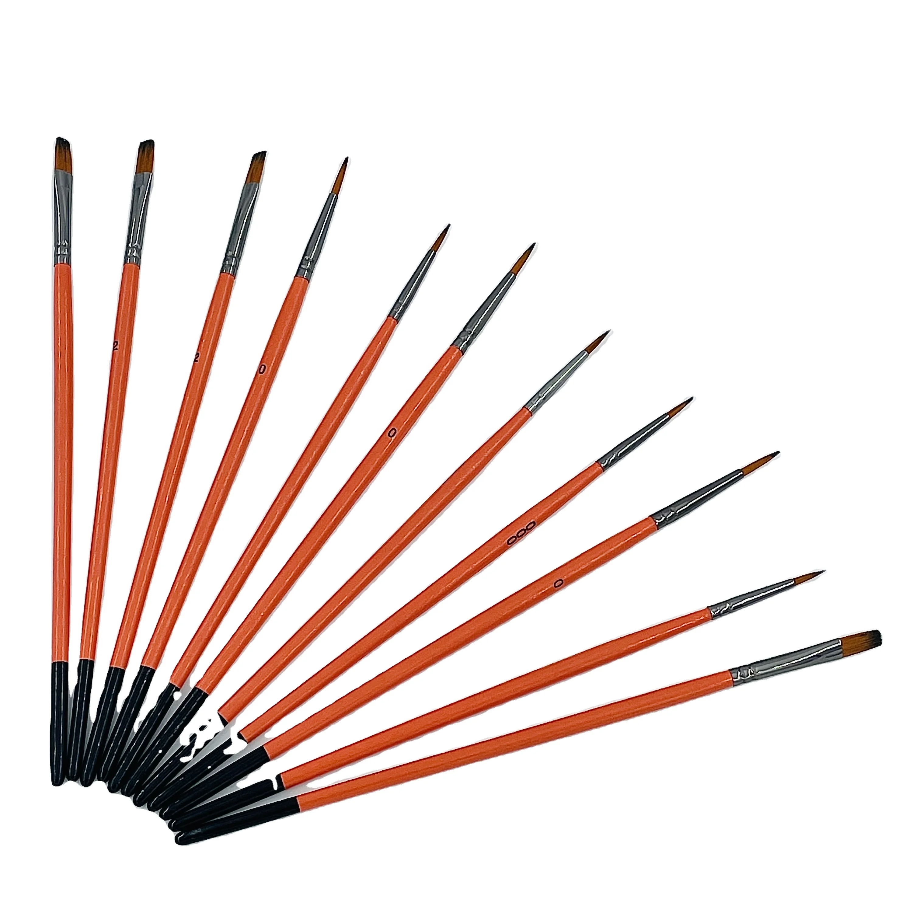 Professional 10 piece all purpose nylon hair acrylic paint brushes for acrylic and oil color watercolor painting