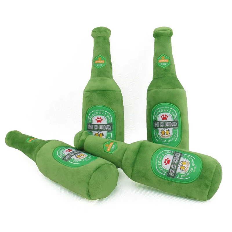 Simulated Plush Stuffed Pet Dog Toy Beer Mug Beer Bottle Squeaky Pet Plush Toys