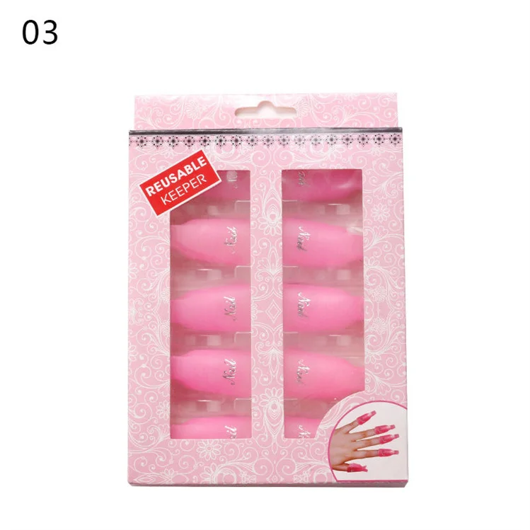 10pcs/Box Professional Nail Polish Remover Clips Reusable Plastic Nail Soak Off Art Clip Caps UV Manicure Scissors