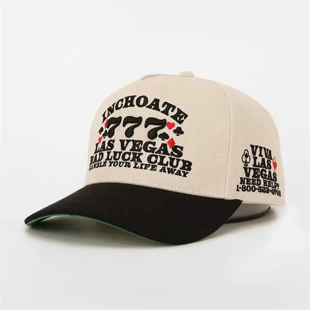 Custom Fitted 5 Panel Cotton Canvas Cap Two Toned Letter Logo Embroidered Baseball Cap Low Profile Dad Trucker Hat