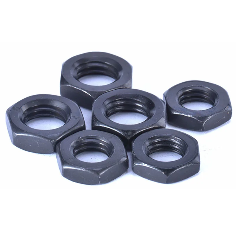 M10 M12 M14 Grade 4.8 8.8 10.9 12.9 Gal Carbon Steel Black Oxide Black Powder Coating Hex Hexagon Head Heavy Thin Nut DIN934