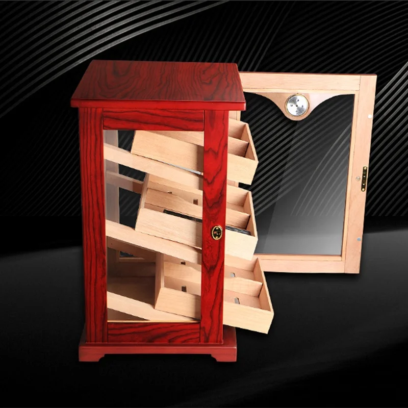 Large capacity wood Cedar cabinet three smoke alcohol pure constant humidity moisture profile matte