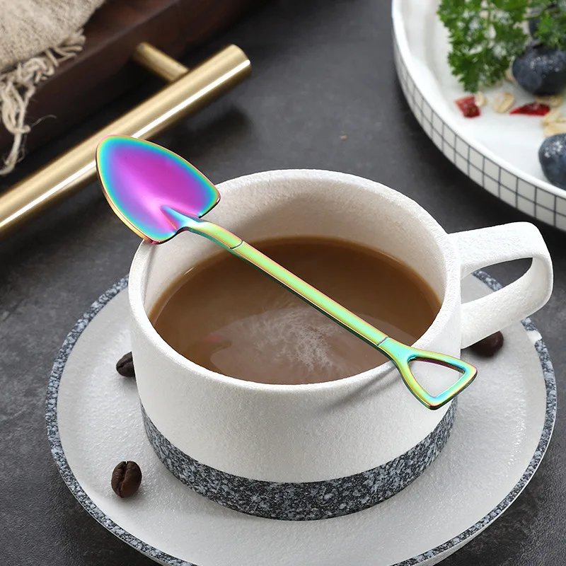 Креативная ложка для мороженого из нержавеющей стали/кофейная ложка/Ложка-лопата, металлическая чайная ложка с гравировкой