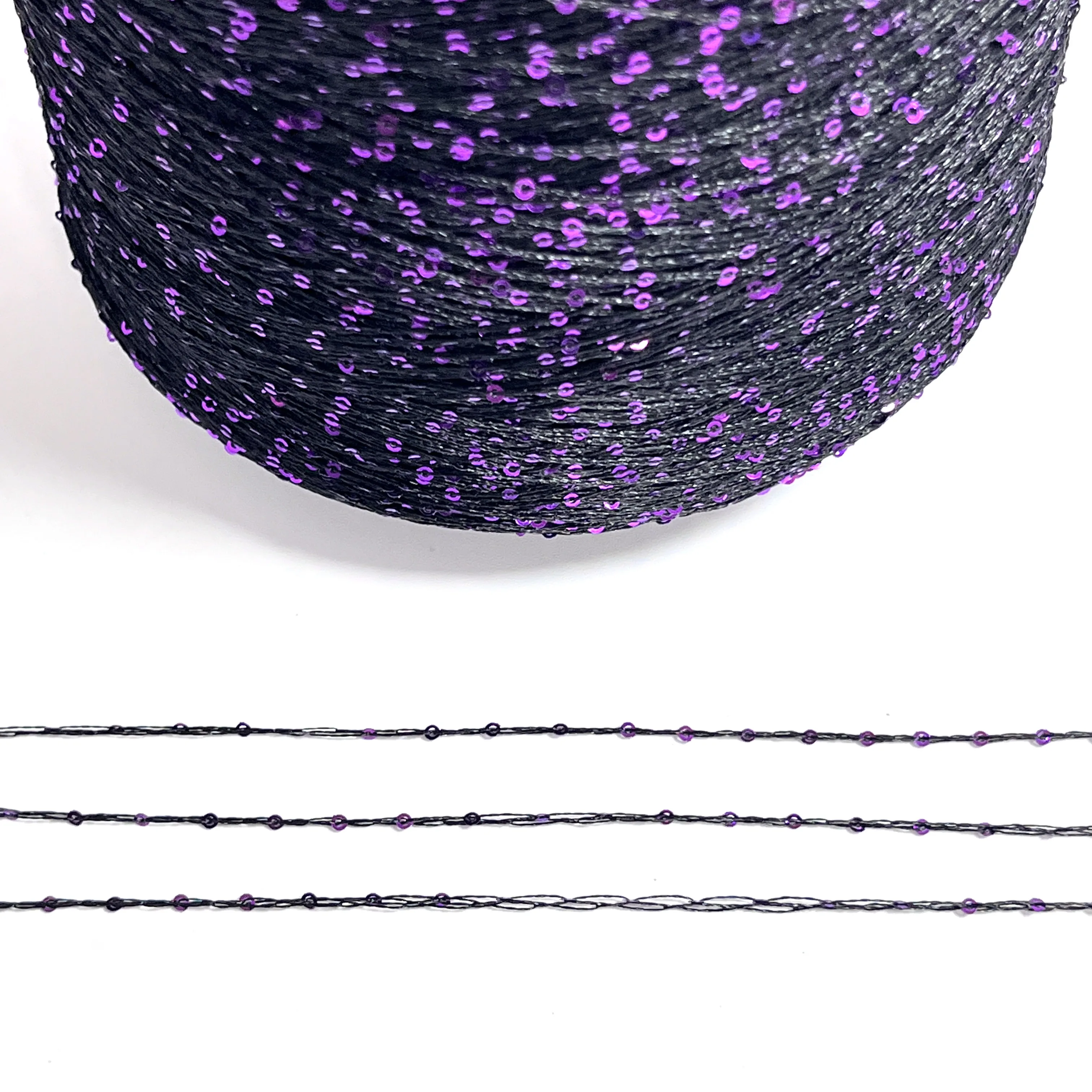 New Colored 2MM-6MM GRS Sequin Yarn Wholesale Wool Blends Knitting Yarns Crochet Thread