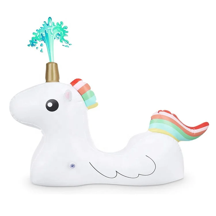 Inflatable unicorn swimming pool float toy Outdoor toy Sprinkler game swimming pool spray ride toy