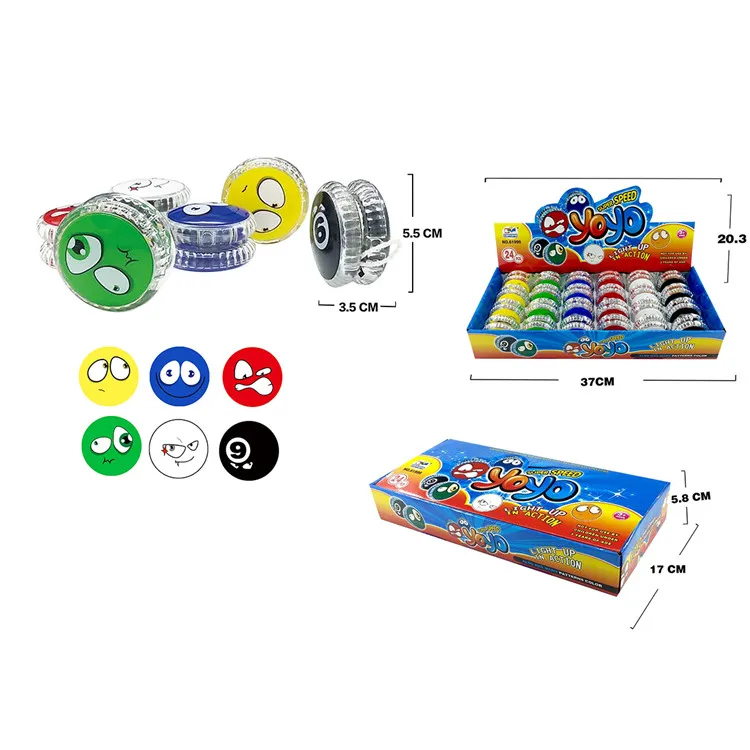 Hot Sell 24 pcs 6 pattern choice plastic free yoyo toy kids