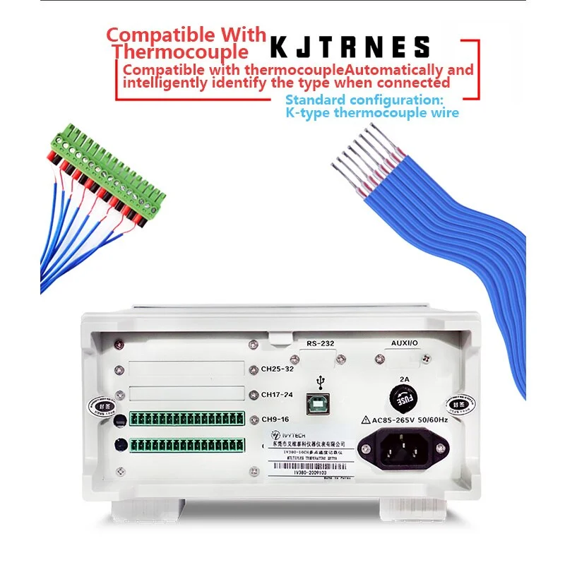 IV380 16-канальный видеорегистратор Многоканальный регистратор данных температуры Высокое разрешение USB инспекции