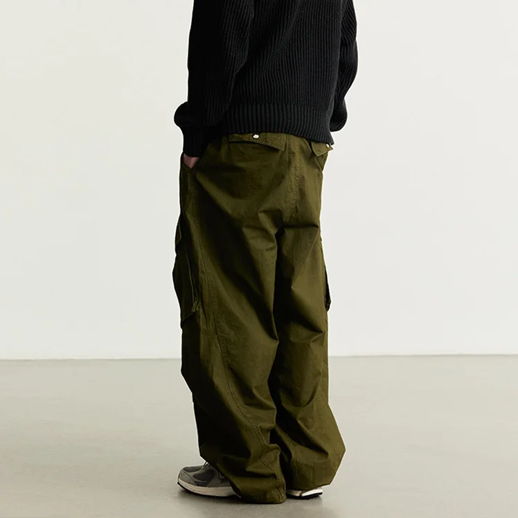 Streetwear Men Stacked Sweat Pants Baggy Manufacturer Wide Leg Plus Size Custom Parachute Cargo Pants Men