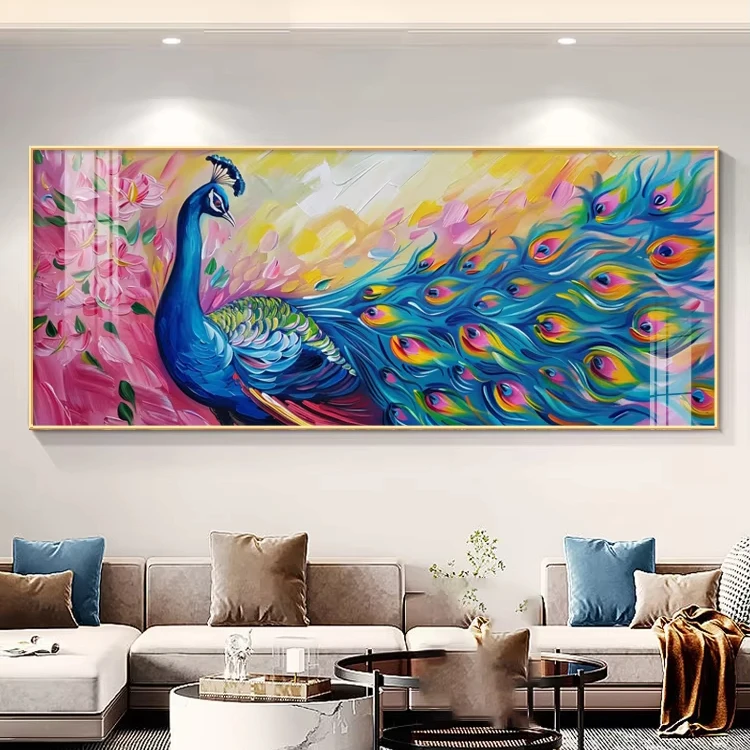 Peacock Living Room Decorative Painting Oil Painting Premium Texture Wealthy Sofa Background Hanging Painting