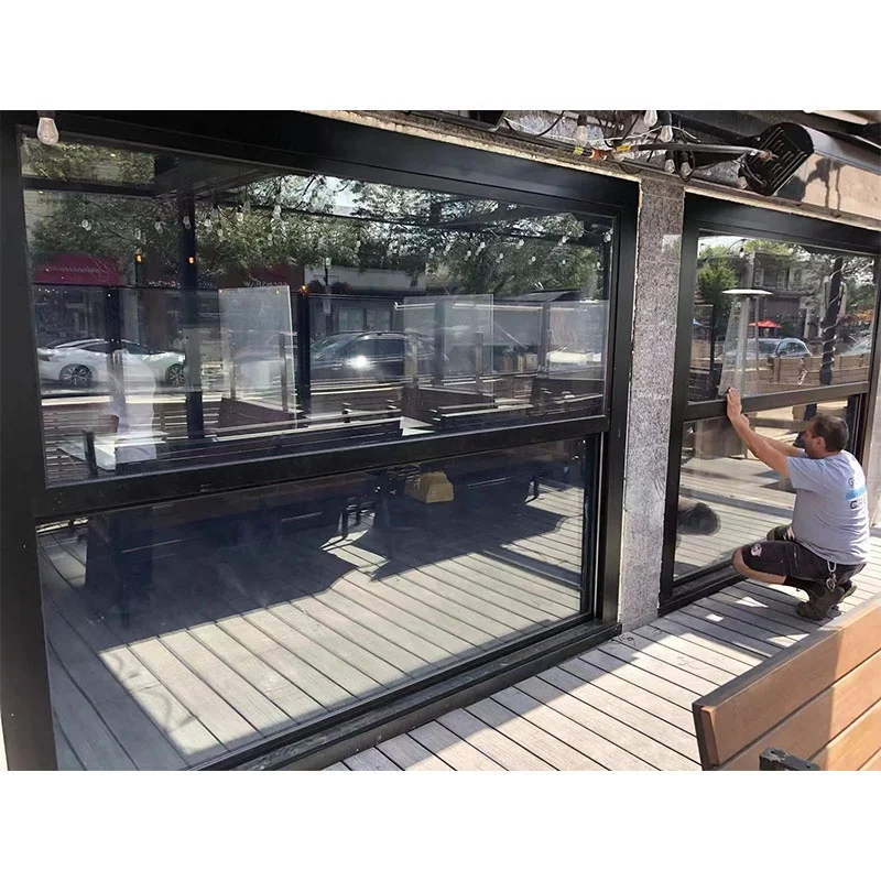 China Automatic Vertical Sliding Guillotine Glass Window Systems Vertical Opening Closing Aluminum Window