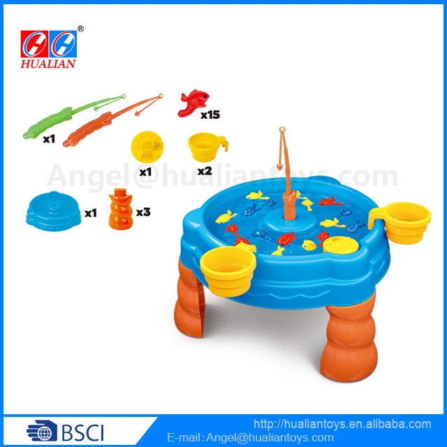 Children Funny Fishing Pole Water Table Fishing Table Game Floating Plastic Fish Toys For Toddler Bath Toys