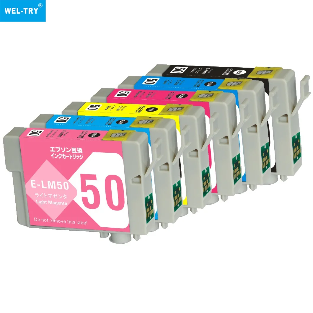 WEL-TRY ICBK50 ICC50 ICM50 ICY50 ICLC50 ICLM50 Premium Color Compatible InkJet Ink Cartridge for Epson EP-301/302/320/702A/703A