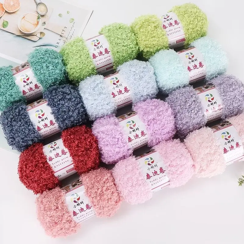 Fancy Hot sale Furry Chunky 100% Polyester Curly Faux Teddy Fur Yarn for Crochet and Hand Knitting