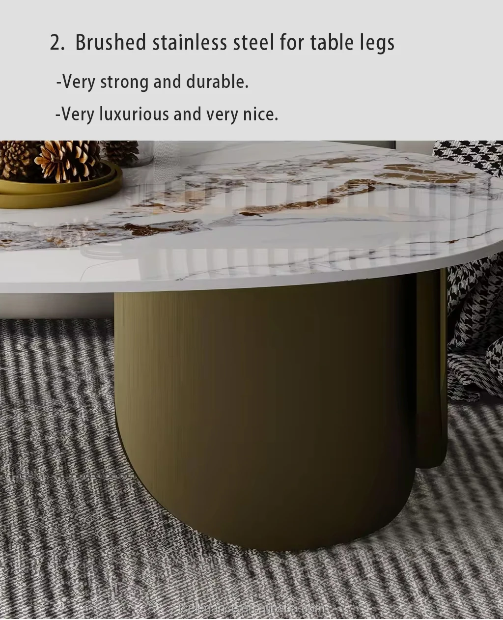 big vintage stone center stainless steel designer bedroom black marble brass metal coffee table