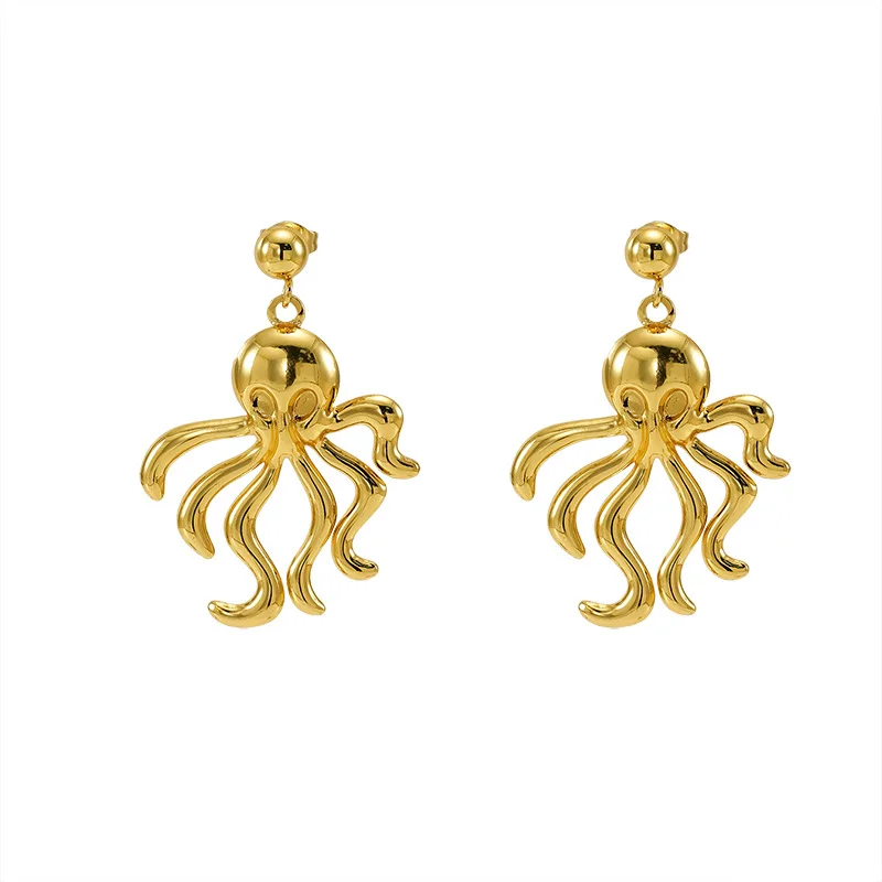 Beach style stainessl steel PVD gold starfish earrings Female exaggerated retro sea animal personality niche earrings earrings