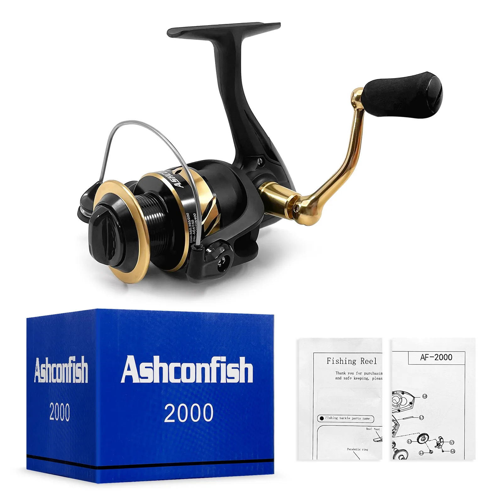 Ashconfish All Metal Wire Cup Fishing Reel AF 1000-5000 Series Max Drag 10 kg Spinning Fishing Wheel Sea Rod Reel