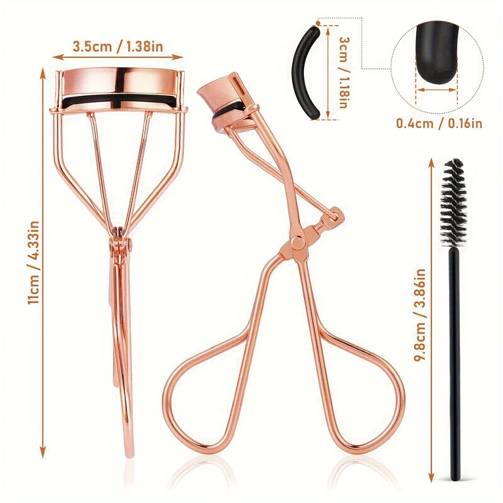 Eye Makeup Kit Eyelash Curler Applicator Tweezers Scissors in Black Rose Gold Rainbow Color