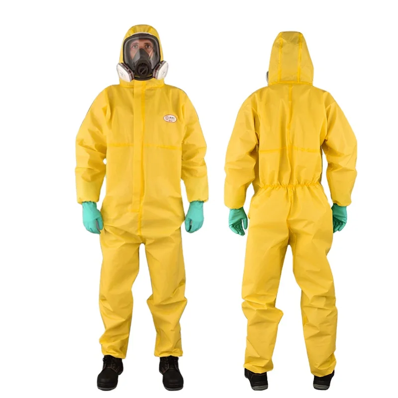 EN14126 Isolation Medical Protective Disposable Protection CAT III PPE Type 3b 4b yellow Work Suit Coveralls