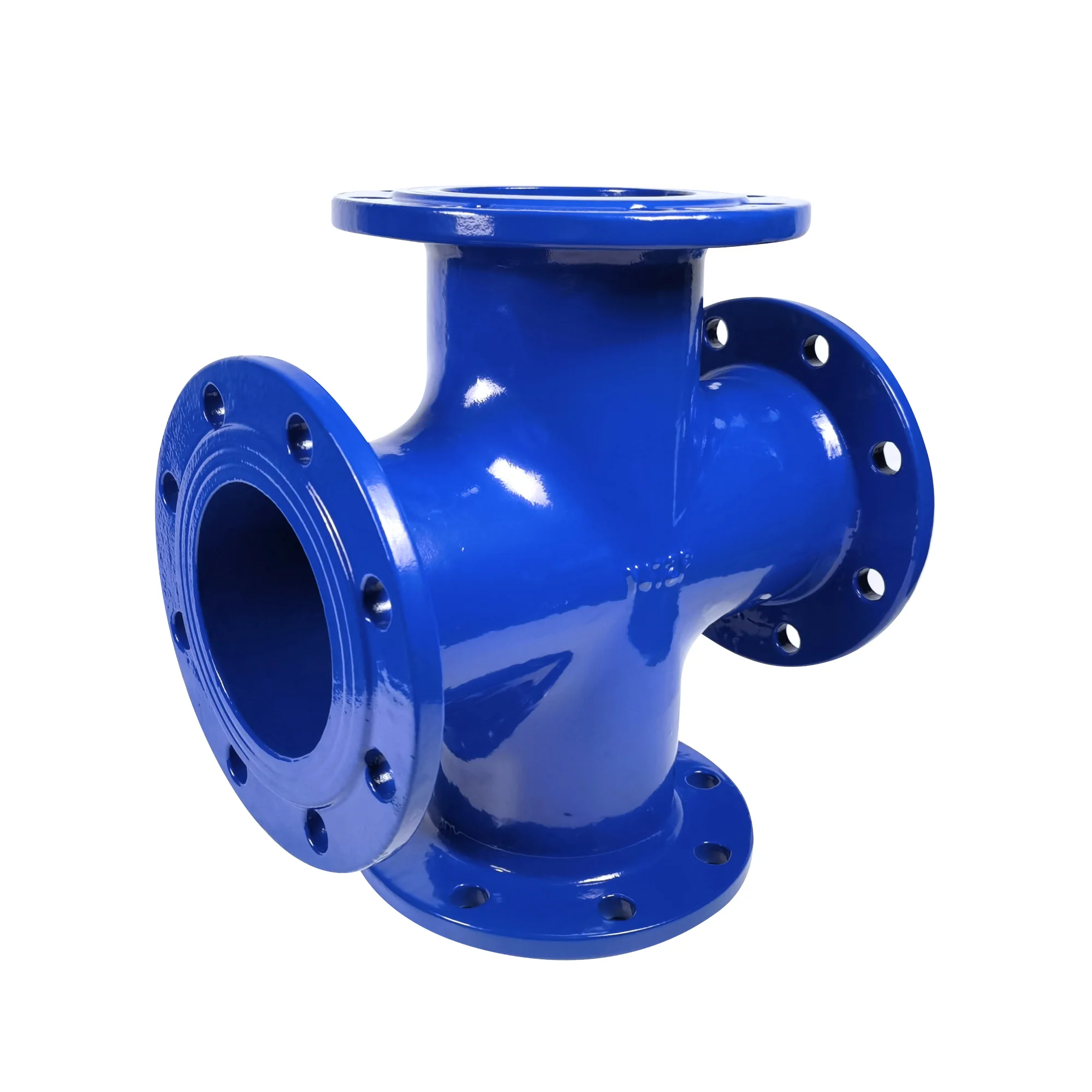 JSP Blue Epoxy DI Pipe BS EN545 Potable Water BS EN598 Sewage Wastewater Pipe Fittings Ductile Cast Iron All Flanged Cross