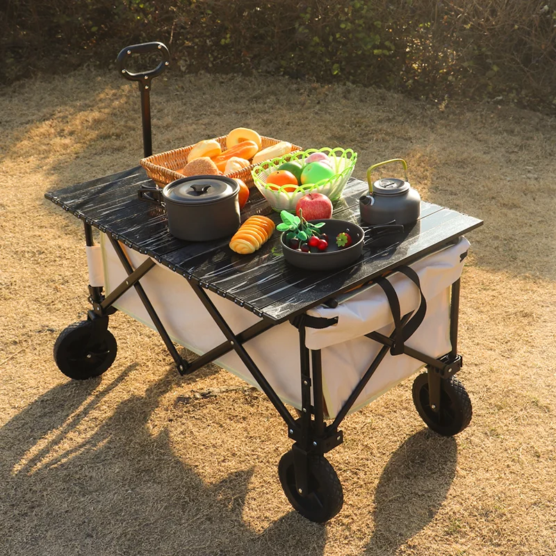 Folding Wagon Baby Cart Beach Folding Table Collapsible Folding Outdoor Wagon Multipurpose 4 Wheels Kids Foldable Wagon