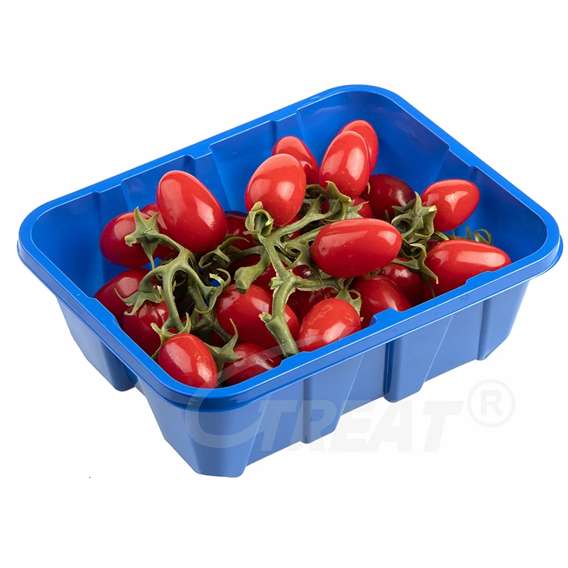Recyclable 1000g Blue Color Plastic Punnets Mushroom container Food Container Fruit Packaging PET Packaging Blister Box YG460