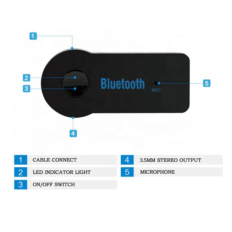 Original Factory Transmitter Wireless 5.0 Adapter With 3.5mm Audio Jack Wireless Music Handsfree Car Aux Headphone Receiver