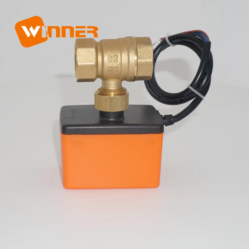 Winvall DN15 DN20 DN25 Mini Motorized Actuator Valves HVAC System 220V Small Two Way Brass Valves Electric Water Flow Ball Valve