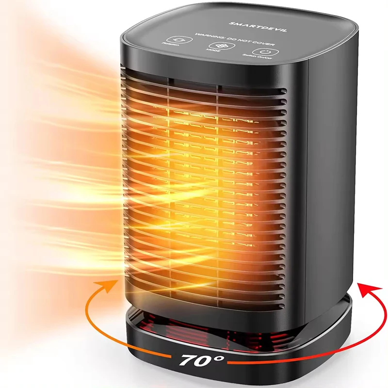 Space Heater 70 Oscillating Portable Electric Heater, Ceramic Small Space Heater with 3 Modes, Mini Heater for Office