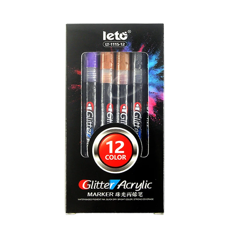 Small Glitter Acrylic Marker Pens with 24 color, DIY Craft Projects, Ceramic, Glass, Canvas, Mug, Metal, Wood LT-1115