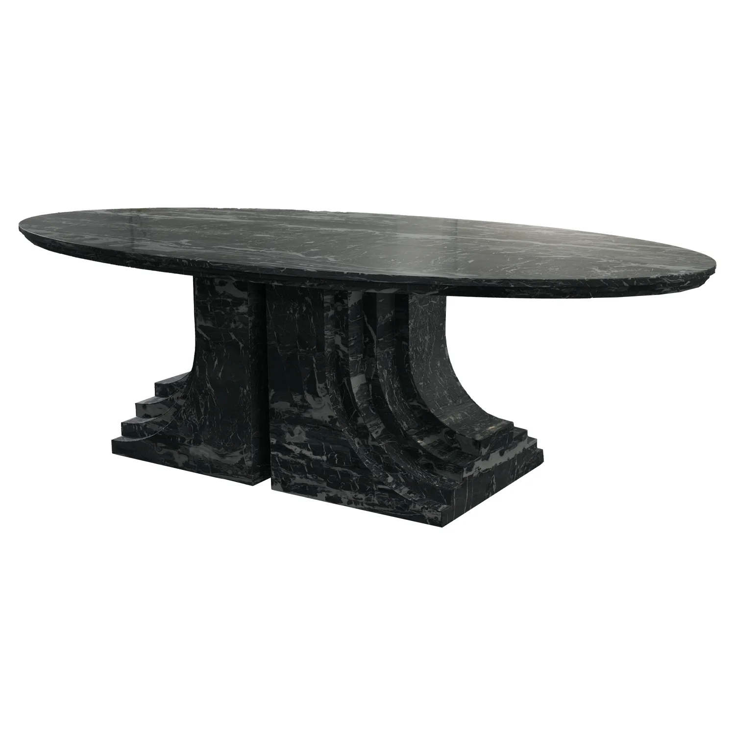 Brand new luxury modern restaurant with black marble dining table