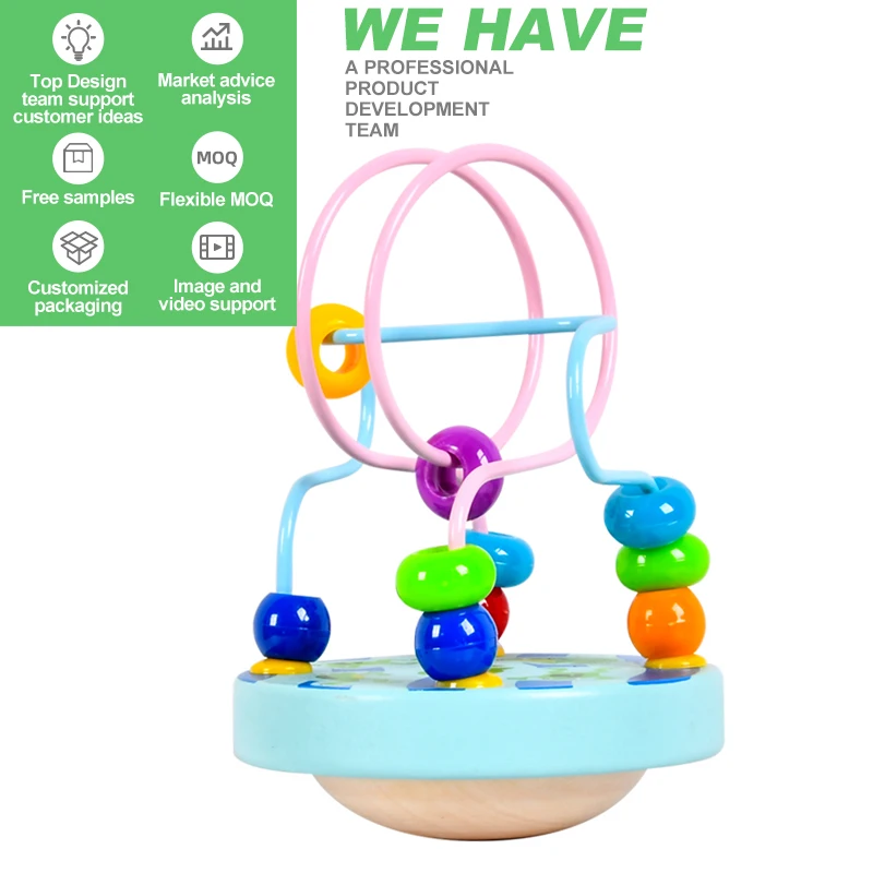 OEM ODM Wholesale Montessori Early Education Wooden Beaded Game Maze Funny Wisdom Teaching Color Cognition Balance Toy for Baby